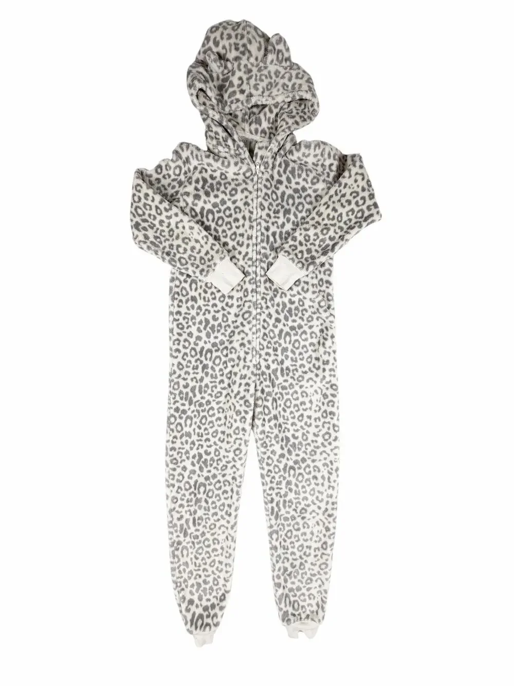 Gap Kids Plush Leopard Hooded One Piece Pajamas Size 8